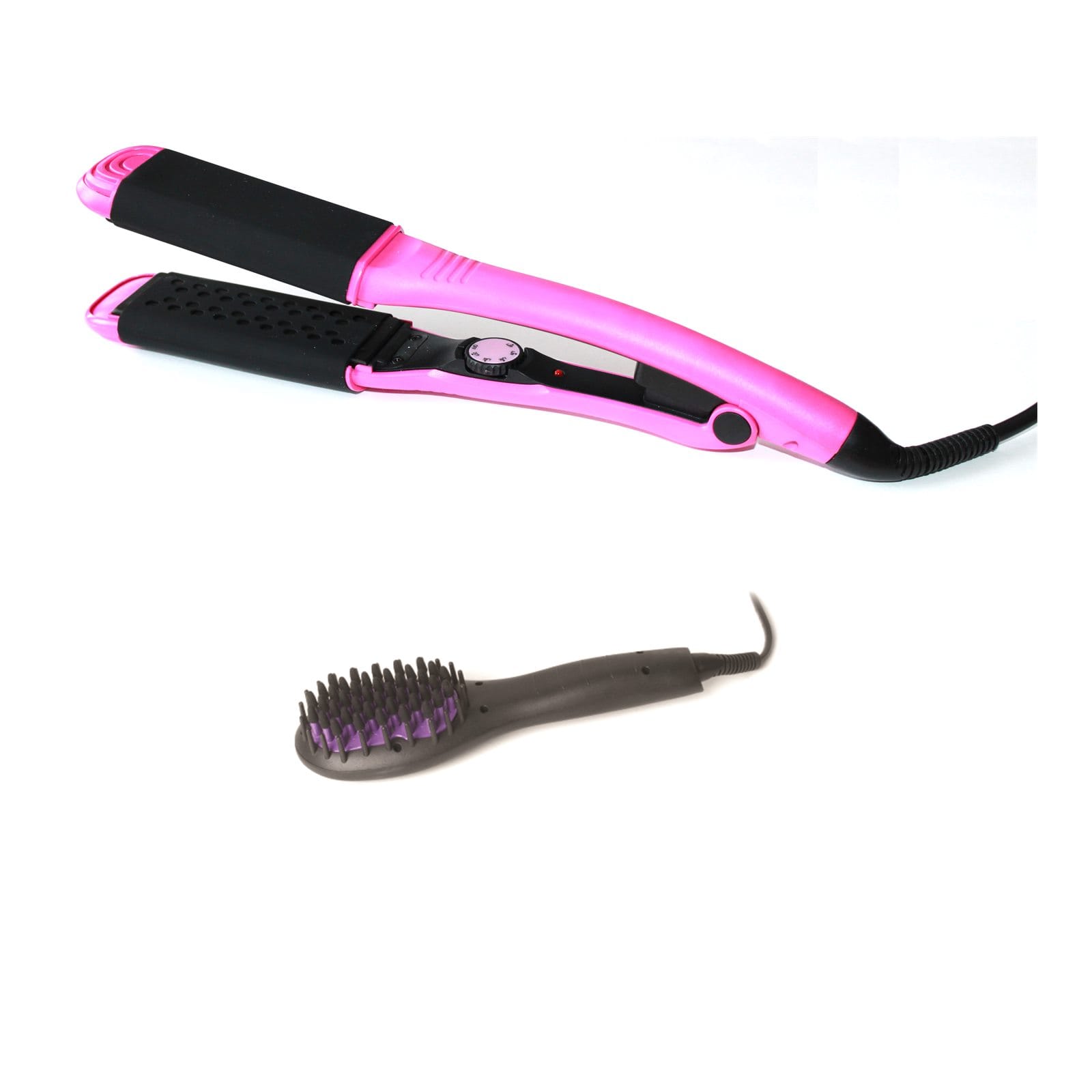 Complete Styling Set: the pink Steam Magic Styling Iron with the Mini Magic Hot Brush